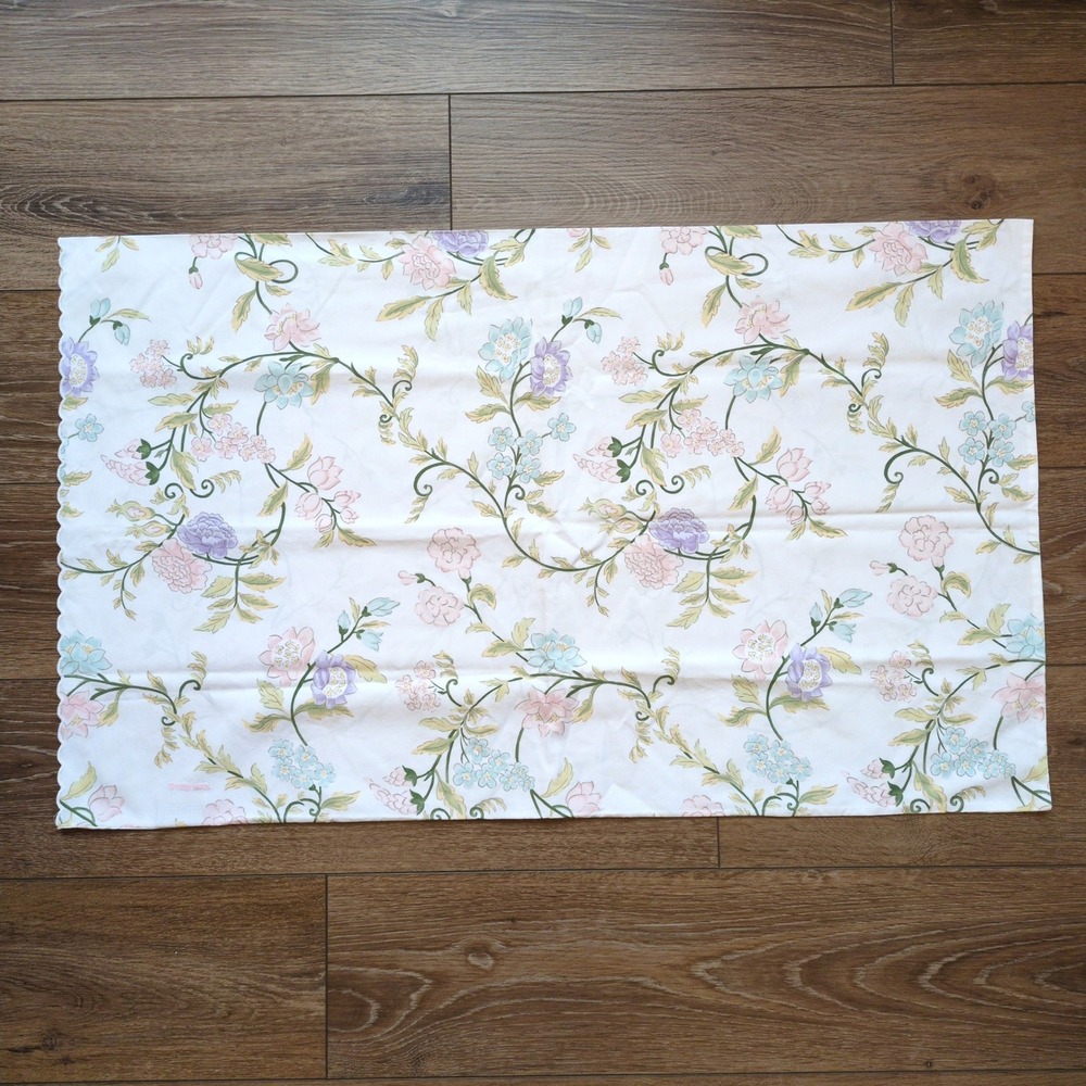 Sferra‎ Floral Standard Cotton Pillowcase - Scalloped Edge EUC Cottage